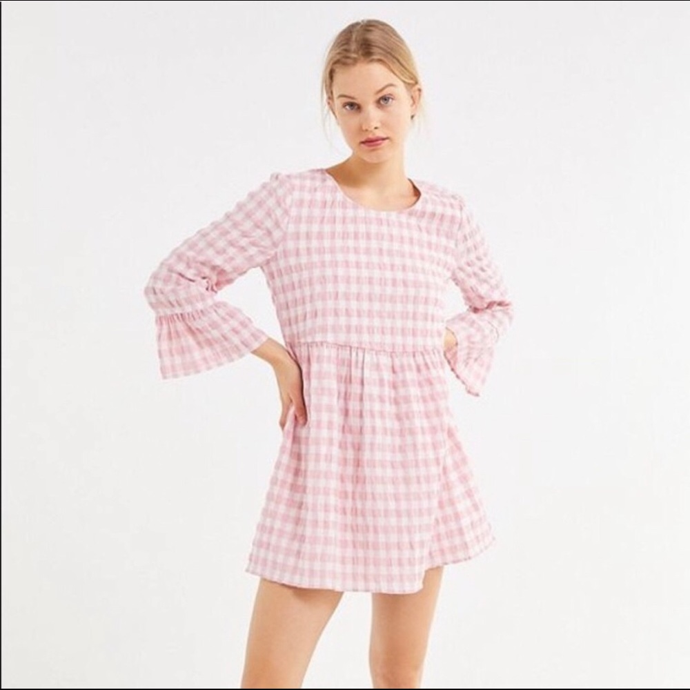 NWT Urban Outfitters Pink Gingham Dress Size Small